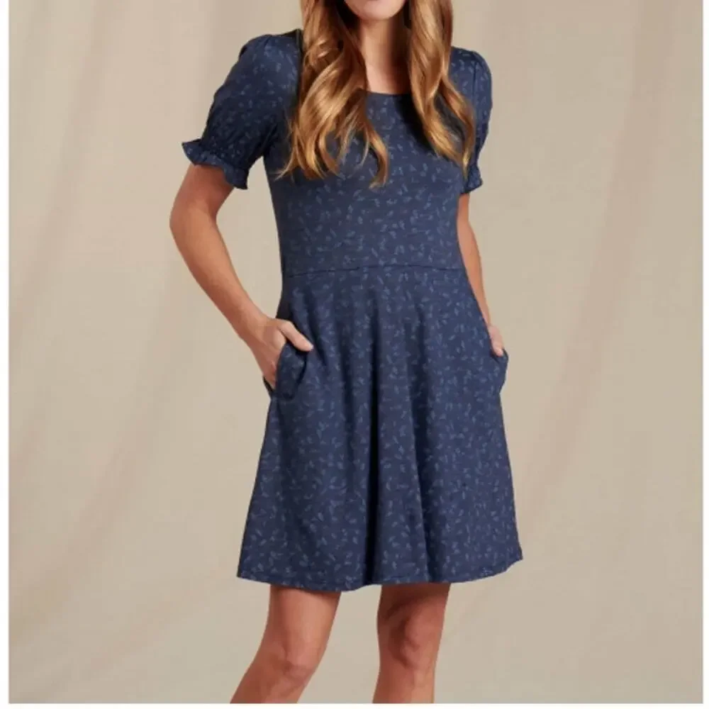 Toad & Co. Laurel Dress Blue CottageCore Coastal KidCore Feminine - Size M